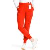Cherokee Infinity Womens Pull-On Scrub Jogger Pants Mid Rise Bottoms, 4 Pockets, Elastic Waist Interior Drawstring – IN122A(Vivid Orange)