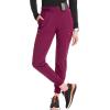 Cherokee Infinity Womens Pull-On Scrub Jogger Pants Mid Rise Bottoms, 4 Pockets, Elastic Waist Interior Drawstring – IN122A(Wine)