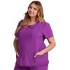 Cherokee Infinity Womens Round Neck Scrub Top, Contemporary Fit, 3 Pockets, Rib-Knit Panels, 360° Stretch – 2624A(Bright Violet)