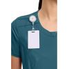 Cherokee Infinity Womens Round Neck Scrub Top, Contemporary Fit, 3 Pockets, Rib-Knit Panels, 360° Stretch – 2624A(Caribbean Blue)