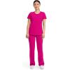 Cherokee Infinity Womens Round Neck Scrub Top, Contemporary Fit, 3 Pockets, Rib-Knit Panels, 360° Stretch – 2624A(Carmine Pink)