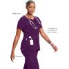 Cherokee Infinity Womens Round Neck Scrub Top, Contemporary Fit, 3 Pockets, Rib-Knit Panels, 360° Stretch – 2624A(Eggplant)