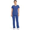 Cherokee Infinity Womens Round Neck Scrub Top, Contemporary Fit, 3 Pockets, Rib-Knit Panels, 360° Stretch – 2624A(Galaxy Blue)