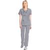 Cherokee Infinity Womens Round Neck Scrub Top, Contemporary Fit, 3 Pockets, Rib-Knit Panels, 360° Stretch – 2624A(Grey)