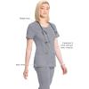 Cherokee Infinity Womens Round Neck Scrub Top, Contemporary Fit, 3 Pockets, Rib-Knit Panels, 360° Stretch – 2624A(Grey)