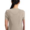 Cherokee Infinity Womens Round Neck Scrub Top, Contemporary Fit, 3 Pockets, Rib-Knit Panels, 360° Stretch – 2624A(Khaki)