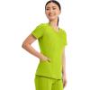 Cherokee Infinity Womens Round Neck Scrub Top, Contemporary Fit, 3 Pockets, Rib-Knit Panels, 360° Stretch – 2624A(Lime Time)