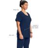 Cherokee Infinity Womens Round Neck Scrub Top, Contemporary Fit, 3 Pockets, Rib-Knit Panels, 360° Stretch – 2624A(Navy)