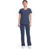 Cherokee Infinity Womens Round Neck Scrub Top, Contemporary Fit, 3 Pockets, Rib-Knit Panels, 360° Stretch – 2624A(Navy)