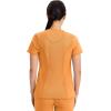 Cherokee Infinity Womens Round Neck Scrub Top, Contemporary Fit, 3 Pockets, Rib-Knit Panels, 360° Stretch – 2624A(Orange Sunrise)
