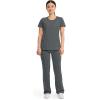 Cherokee Infinity Womens Round Neck Scrub Top, Contemporary Fit, 3 Pockets, Rib-Knit Panels, 360° Stretch – 2624A(Pewter)