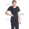 Cherokee Infinity Womens Round Neck Scrub Top, Contemporary Fit, 3 Pockets, Rib-Knit Panels, 360° Stretch – 2624A(Pewter)