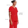 Cherokee Infinity Womens Round Neck Scrub Top, Contemporary Fit, 3 Pockets, Rib-Knit Panels, 360° Stretch – 2624A(Red)