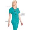 Cherokee Infinity Womens Round Neck Scrub Top, Contemporary Fit, 3 Pockets, Rib-Knit Panels, 360° Stretch – 2624A(Teal Blue)