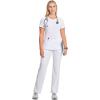Cherokee Infinity Womens Round Neck Scrub Top, Contemporary Fit, 3 Pockets, Rib-Knit Panels, 360° Stretch – 2624A(White)