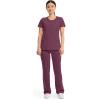 Cherokee Infinity Womens Round Neck Scrub Top, Contemporary Fit, 3 Pockets, Rib-Knit Panels, 360° Stretch – 2624A(Wine)