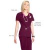 Cherokee Infinity Womens Round Neck Scrub Top, Contemporary Fit, 3 Pockets, Rib-Knit Panels, 360° Stretch – 2624A(Wine)