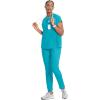 Cherokee Infinity Womens Round Neck Scrub Top, Partial Zip Covered Placket, 3 Zip Pockets, PROTX2 Technology – IN622A(Aquaturque)