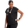 Cherokee Infinity Womens Round Neck Scrub Top, Partial Zip Covered Placket, 3 Zip Pockets, PROTX2 Technology – IN622A(Black)