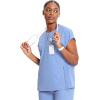 Cherokee Infinity Womens Round Neck Scrub Top, Partial Zip Covered Placket, 3 Zip Pockets, PROTX2 Technology – IN622A(Ciel)