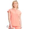 Cherokee Infinity Womens Round Neck Scrub Top, Partial Zip Covered Placket, 3 Zip Pockets, PROTX2 Technology – IN622A(Electric Coral)