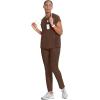 Cherokee Infinity Womens Round Neck Scrub Top, Partial Zip Covered Placket, 3 Zip Pockets, PROTX2 Technology – IN622A(Espresso Express)