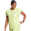 Cherokee Infinity Womens Round Neck Scrub Top, Partial Zip Covered Placket, 3 Zip Pockets, PROTX2 Technology – IN622A(Green Energy)
