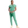Cherokee Infinity Womens Round Neck Scrub Top, Partial Zip Covered Placket, 3 Zip Pockets, PROTX2 Technology – IN622A(Matcha Latte)