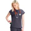 Cherokee Infinity Womens Round Neck Scrub Top, Partial Zip Covered Placket, 3 Zip Pockets, PROTX2 Technology – IN622A(Pewter)