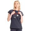 Cherokee Infinity Womens Round Neck Scrub Top, Partial Zip Covered Placket, 3 Zip Pockets, PROTX2 Technology – IN622A(Pewter)