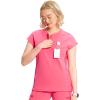 Cherokee Infinity Womens Round Neck Scrub Top, Partial Zip Covered Placket, 3 Zip Pockets, PROTX2 Technology – IN622A(Power Pink)