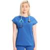Cherokee Infinity Womens Round Neck Scrub Top, Partial Zip Covered Placket, 3 Zip Pockets, PROTX2 Technology – IN622A(Royal)