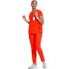 Cherokee Infinity Womens Round Neck Scrub Top, Partial Zip Covered Placket, 3 Zip Pockets, PROTX2 Technology – IN622A(Vivid Orange)