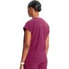 Cherokee Infinity Womens Round Neck Scrub Top, Partial Zip Covered Placket, 3 Zip Pockets, PROTX2 Technology – IN622A(Wine)