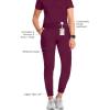 Cherokee Infinity Womens Scrub Jogger Pants, Mid Rise, Moisture Wicking, Wrinkle-Resistant, 360 Stretch, 5 Pockets – CK110A(Wine)