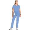 Cherokee Infinity Women’s Scrub Pant Mid Rise Tapered Leg Pull-on Bottom with Moisture Wicking & 360° Stretch Fabric CK065A(Ciel)