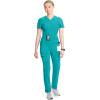 Cherokee Infinity Women’s Scrub Pant Mid Rise Tapered Leg Pull-on Bottom with Moisture Wicking & 360° Stretch Fabric CK065A(Teal Blue)