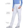 Cherokee Infinity Women’s Scrub Pant Mid Rise Tapered Leg Pull-on Bottom with Moisture Wicking & 360° Stretch Fabric CK065A(White)
