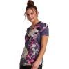 Cherokee Infinity Womens V-Neck Print Scrub Top with 2 Pockets, Rib-Knit Insert Logo O-Ring Detail & Shirttail Hem – CK634(Botanical Mashup)