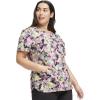 Cherokee Infinity Womens V-Neck Print Scrub Top with 2 Pockets, Rib-Knit Insert Logo O-Ring Detail & Shirttail Hem – CK634(Floral Camo-tion)
