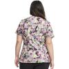 Cherokee Infinity Womens V-Neck Print Scrub Top with 2 Pockets, Rib-Knit Insert Logo O-Ring Detail & Shirttail Hem – CK634(Floral Camo-tion)