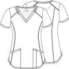 Cherokee Infinity Womens V-Neck Print Scrub Top with 2 Pockets, Rib-Knit Insert Logo O-Ring Detail & Shirttail Hem – CK634(Sporty Spots)
