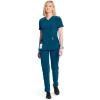 Cherokee Infinity Womens V-Neck Scrub Top Contemporary Fit, 2 Pockets, Rib-Knit Insert, Side Vents, 360° Stretch – CK865A(Caribbean Blue)