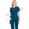 Cherokee Infinity Womens V-Neck Scrub Top Contemporary Fit, 2 Pockets, Rib-Knit Insert, Side Vents, 360° Stretch – CK865A(Caribbean Blue)