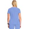 Cherokee Infinity Womens V-Neck Scrub Top Contemporary Fit, 2 Pockets, Rib-Knit Insert, Side Vents, 360° Stretch – CK865A(Ciel)