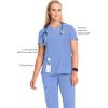 Cherokee Infinity Womens V-Neck Scrub Top Contemporary Fit, 2 Pockets, Rib-Knit Insert, Side Vents, 360° Stretch – CK865A(Ciel)