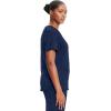 Cherokee Infinity Womens V-Neck Scrub Top Contemporary Fit, 2 Pockets, Rib-Knit Insert, Side Vents, 360° Stretch – CK865A(Navy)