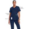 Cherokee Infinity Womens V-Neck Scrub Top Contemporary Fit, 2 Pockets, Rib-Knit Insert, Side Vents, 360° Stretch – CK865A(Navy)