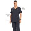 Cherokee Infinity Womens V-Neck Scrub Top Contemporary Fit, 2 Pockets, Rib-Knit Insert, Side Vents, 360° Stretch – CK865A(Pewter)