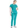 Cherokee Infinity Womens V-Neck Scrub Top Contemporary Fit, 2 Pockets, Rib-Knit Insert, Side Vents, 360° Stretch – CK865A(Teal Blue)